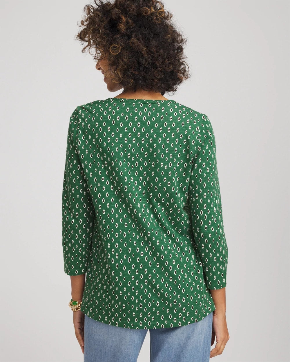 Chico's Geo Cotton Slub Henley Shirt
