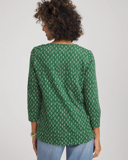 Chico's Geo Cotton Slub Henley Shirt