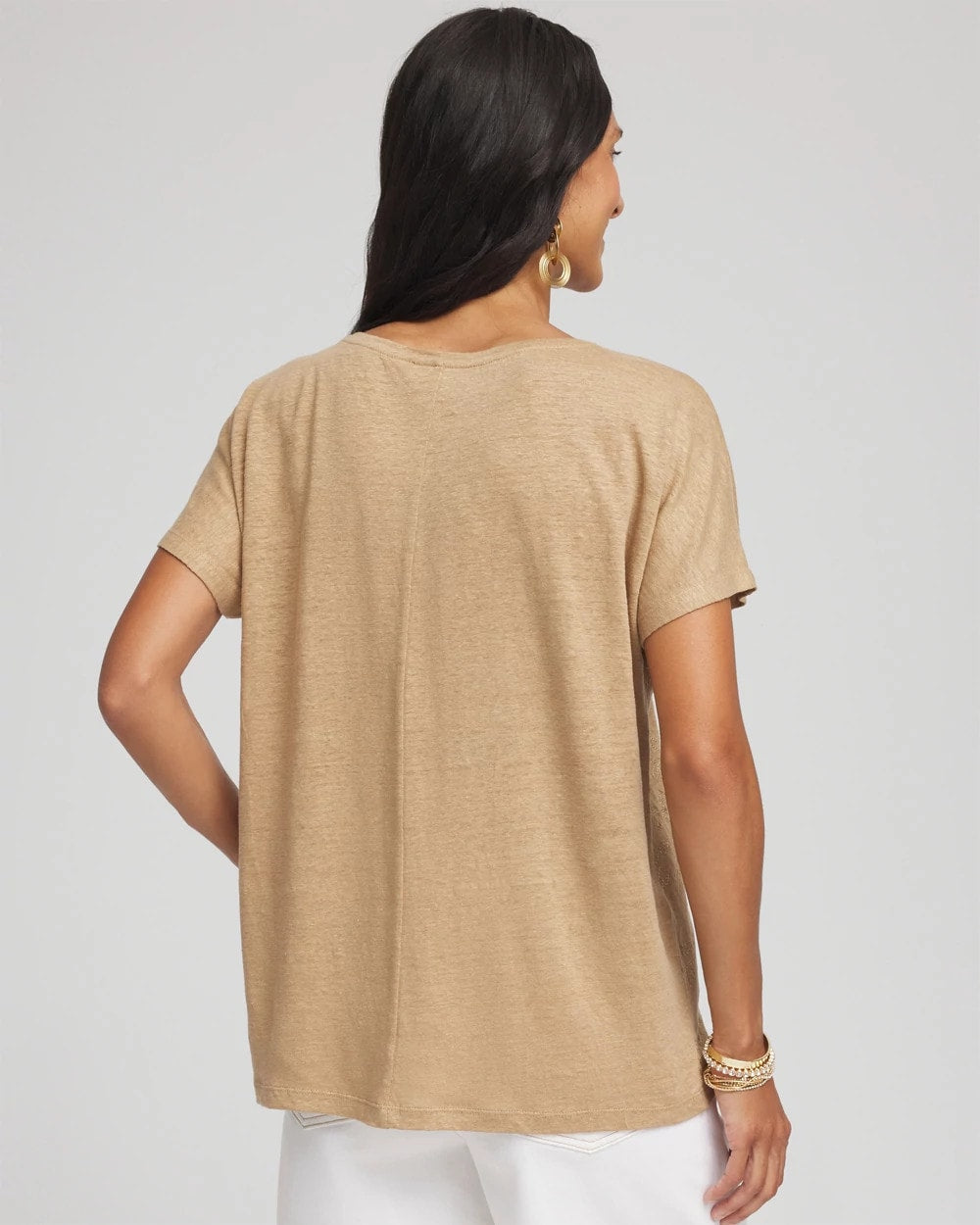 Chico's Geo Embroidered Linen Tee