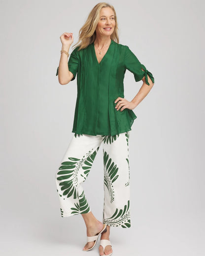 Chico's Cotton Voile & Silk Pleated Blouse