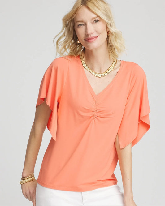 Chico's Touch of Cool™ Handkerchief-Sleeve V-Neck Tee