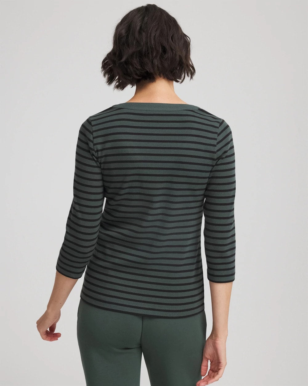Chico's Zenergy® Ribbed Striped Henley Tee