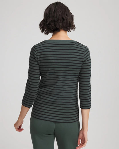 Chico's Zenergy® Ribbed Striped Henley Tee