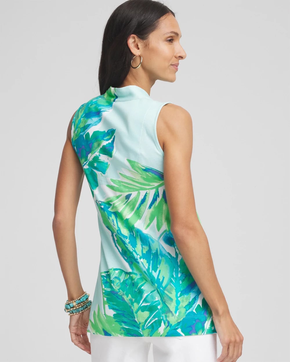 Chico's Tropical Pima Sleeveless V-Neck Tunic