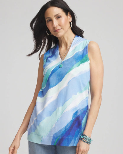 Chico's Ocean Pima Sleeveless V-Neck Tunic