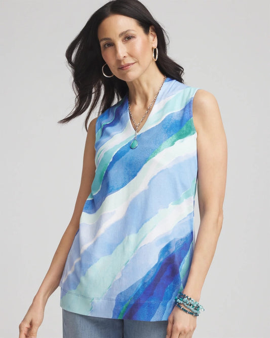 Chico's Ocean Pima Sleeveless V-Neck Tunic