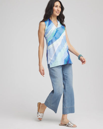 Chico's Ocean Pima Sleeveless V-Neck Tunic