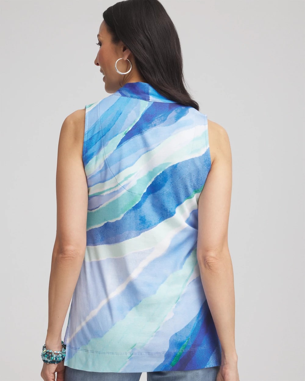 Chico's Ocean Pima Sleeveless V-Neck Tunic