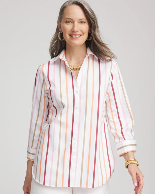 Chico's No Iron™ Striped Stretch-Sateen Shirt