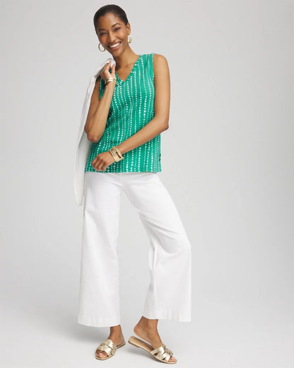 Chico's Polka-Dot Sleeveless V-Neck Tank