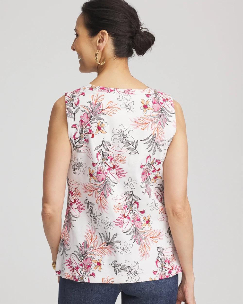 Chico's Floral Sleeveless V-Neck Tank