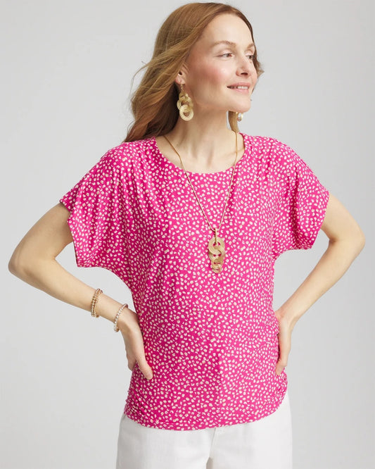 Chico's Touch of Cool™ Cheetah Ruched Banded Hem Top