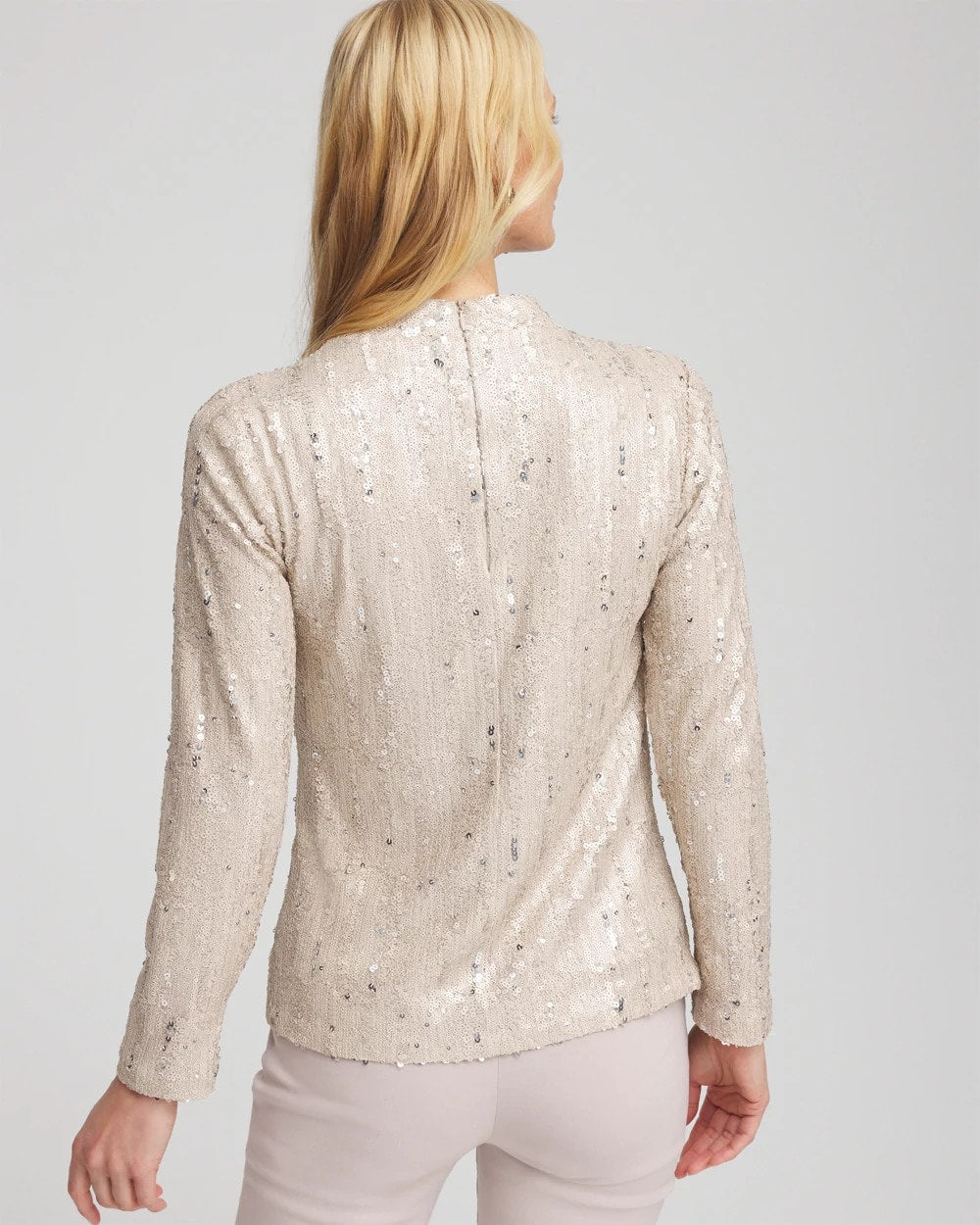 Chico's Sequin Funnel Neck Tee