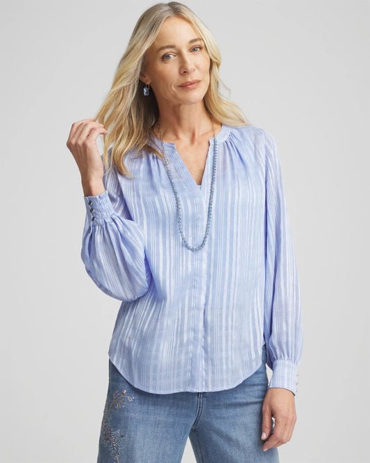 Chico's Split Neck Crinkle Blouse