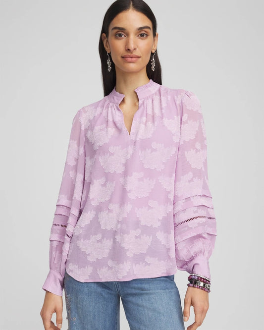 Chico's Textured Jacquard V-Neck Blouse