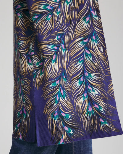 Chico's Ella Peacock-Print Cardigan Sweater