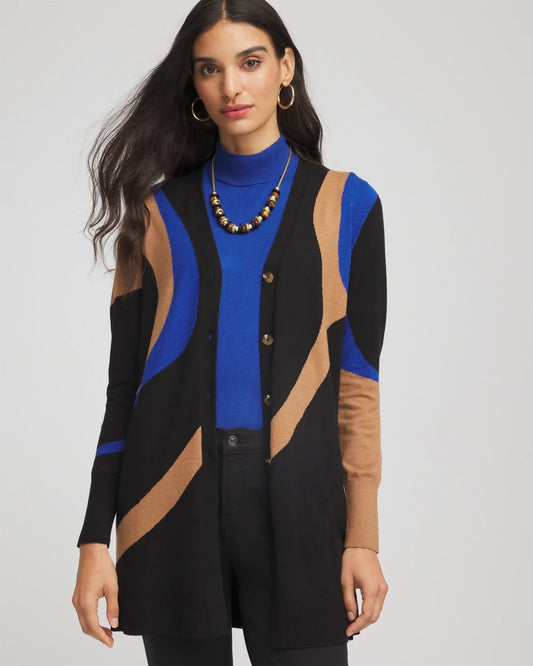 Chico's Ella Colorblock Cardigan Sweater