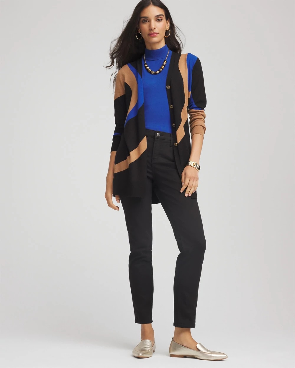 Chico's Ella Colorblock Cardigan Sweater