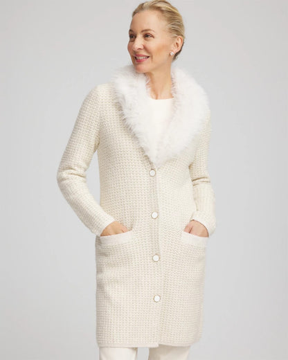 Chico's Fur Trim Cardigan