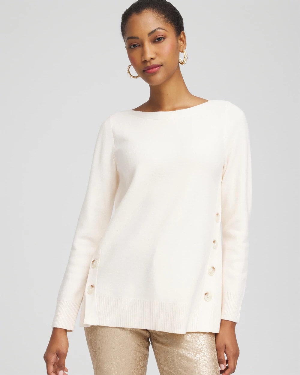 Chico's Button Tunic Sweater