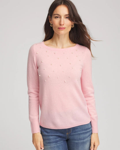 Chico's Embellished Cashmere Pullover Sweater
