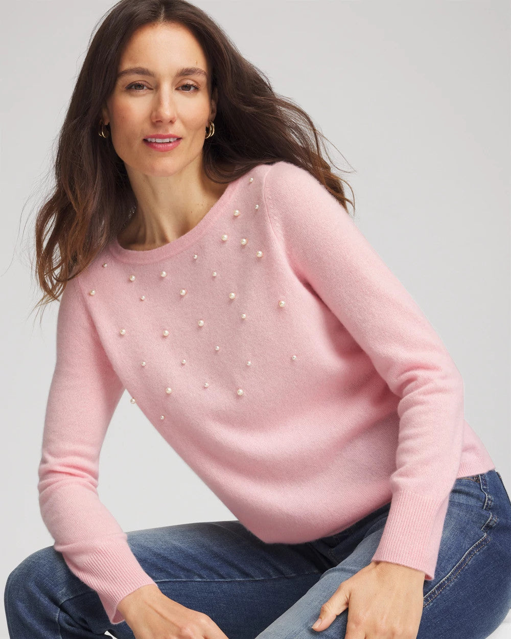 Chico's Embellished Cashmere Pullover Sweater