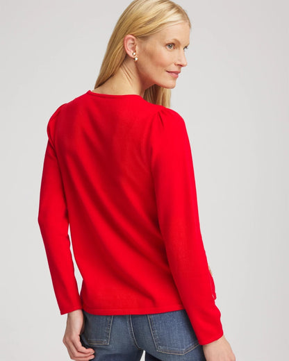 Chico's V-Day Embroidered Heart Pullover