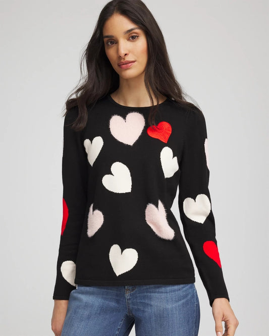Chico's V-Day Multi-Heart Pullover