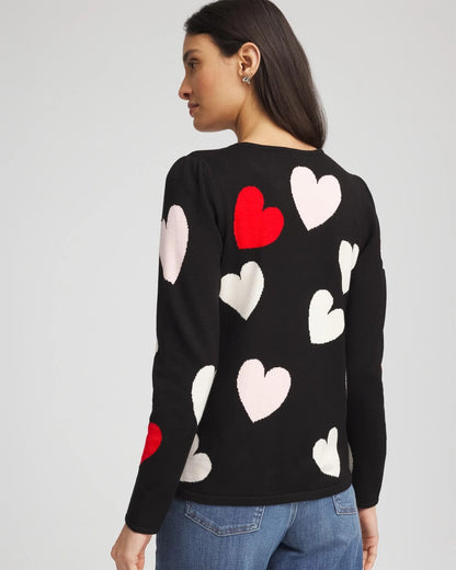 Chico's V-Day Multi-Heart Pullover