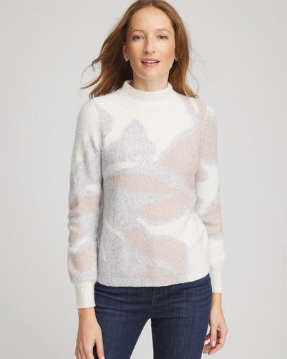 Chico's Bloom Metallic Intarsia Pullover Sweater