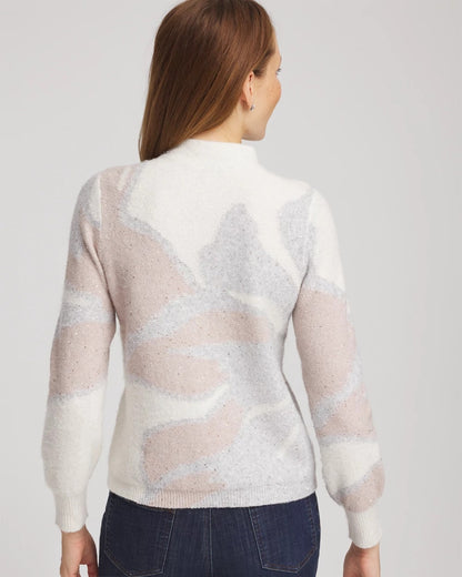 Chico's Bloom Metallic Intarsia Pullover Sweater
