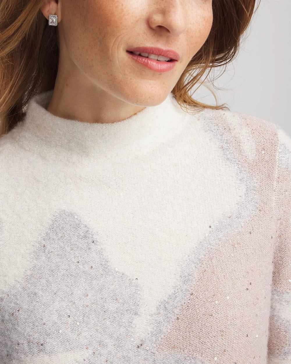 Chico's Bloom Metallic Intarsia Pullover Sweater