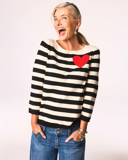 Chico's Striped V-Day Pullover