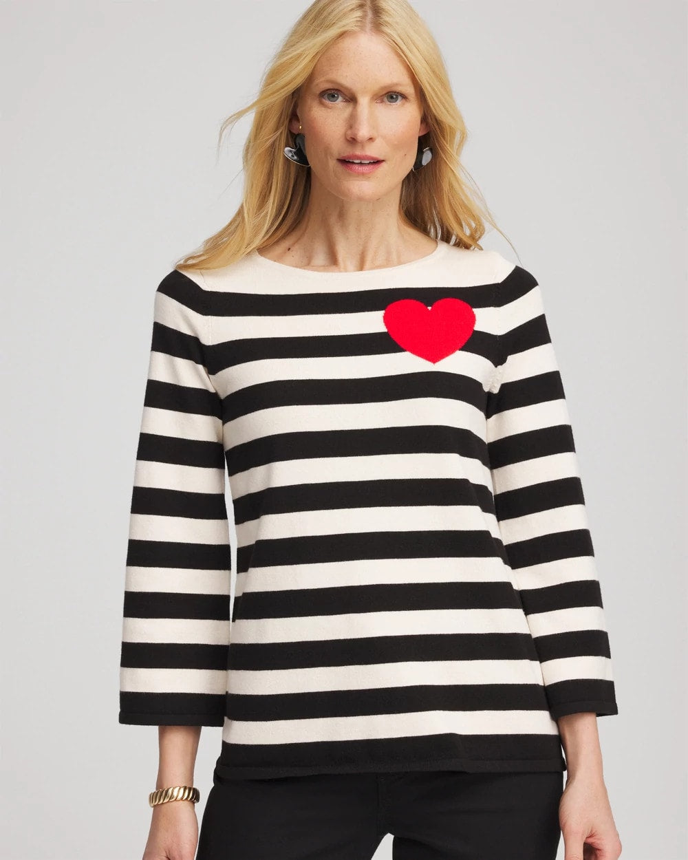Chico's Striped V-Day Pullover