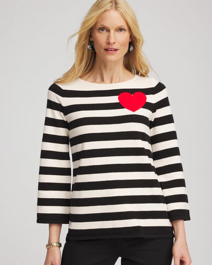 Chico's Striped V-Day Pullover