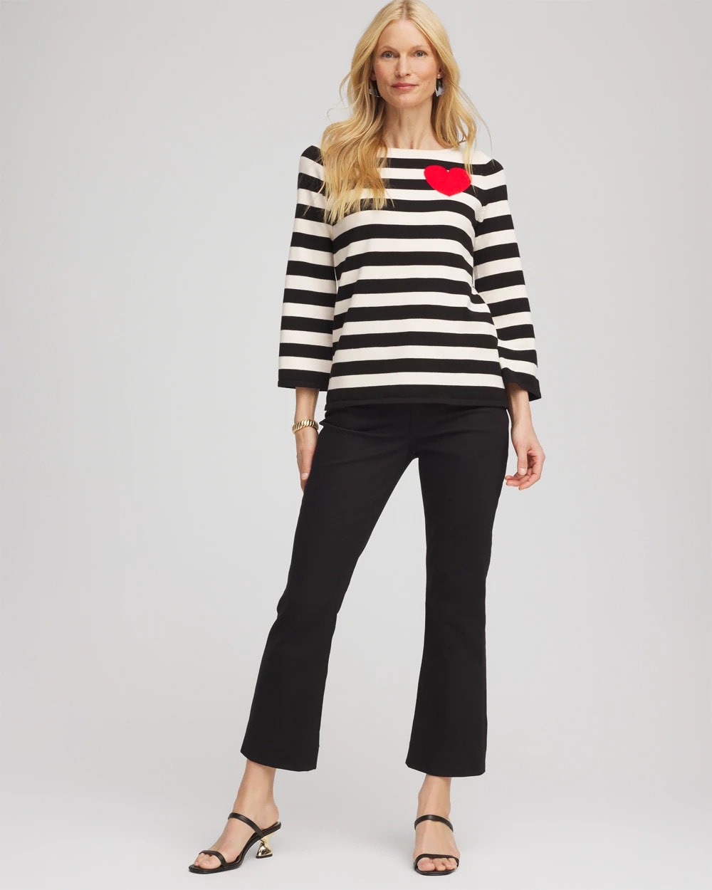 Chico's Striped V-Day Pullover