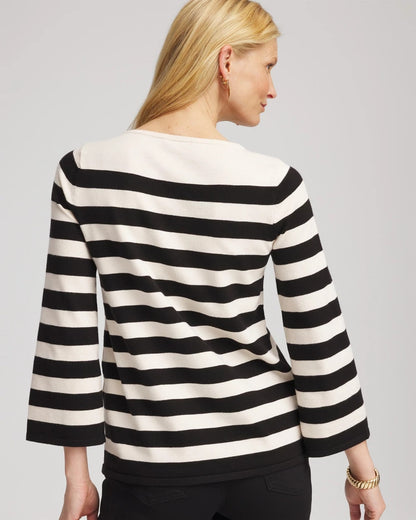 Chico's Striped V-Day Pullover