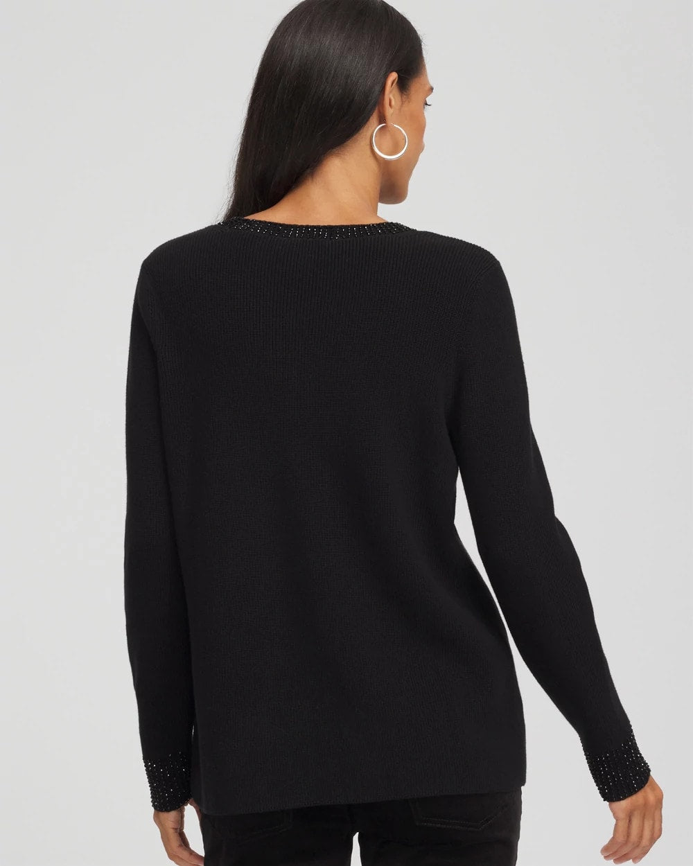 Chico's Embellished V-Neck Pullover Sweater