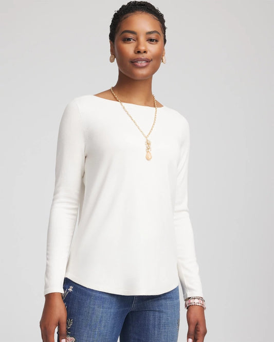 Chico's Ella Bateau Pullover Sweater