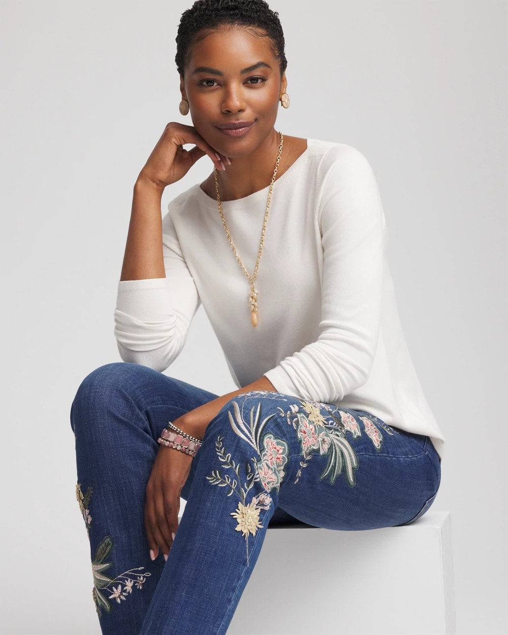 Chico's Ella Bateau Pullover Sweater