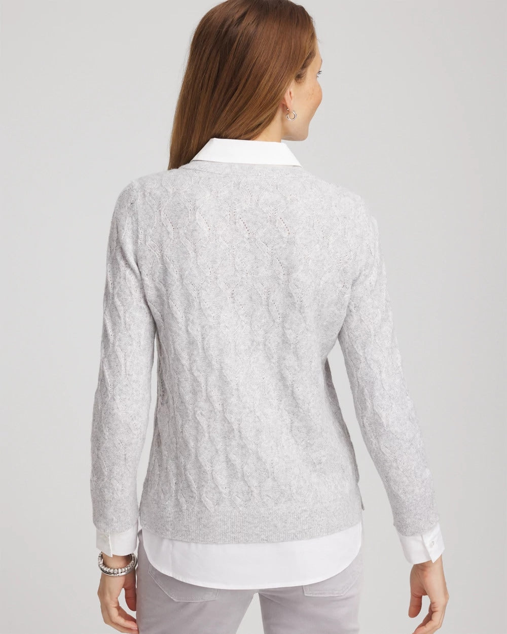 Chico's Classic Built-In Shirt Knit Sweater