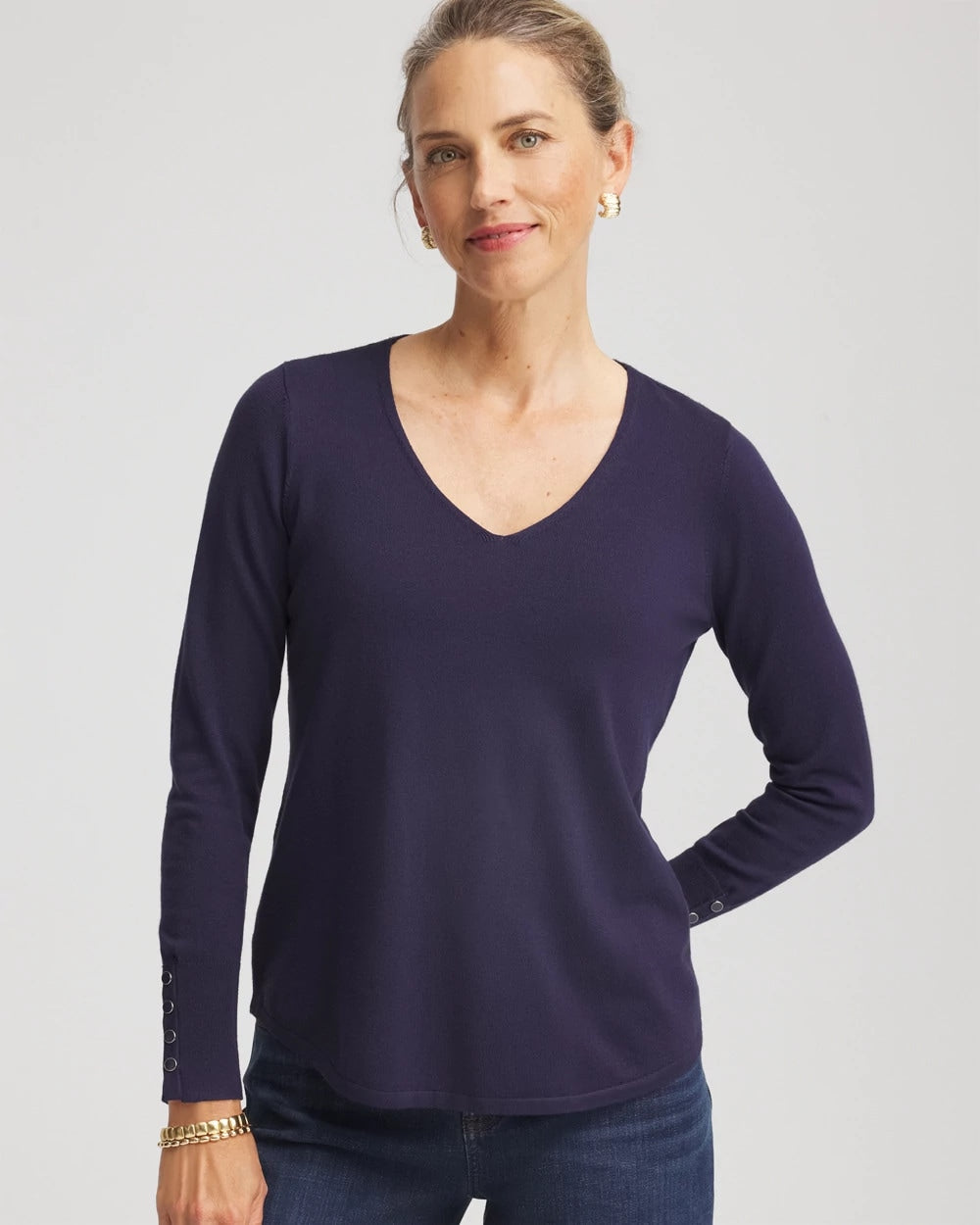 Chico's Ella V-Neck Pullover Sweater