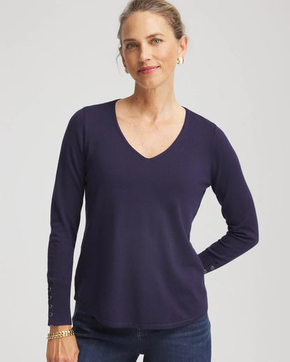 Chico's Ella V-Neck Pullover Sweater