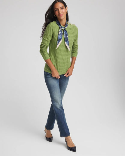 Chico's Button Shoulder Crewneck Pullover