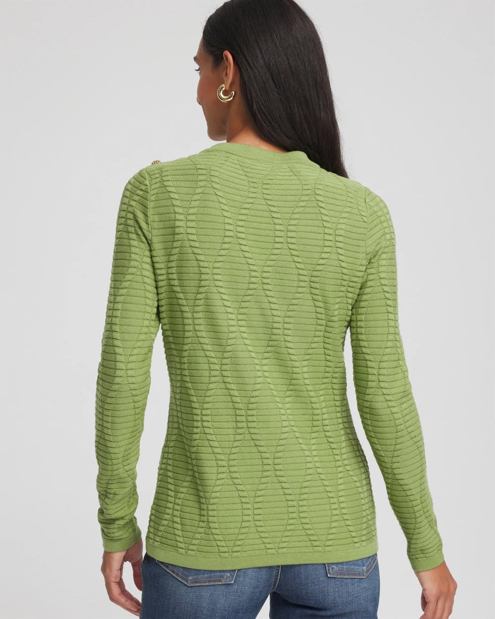 Chico's Button Shoulder Crewneck Pullover