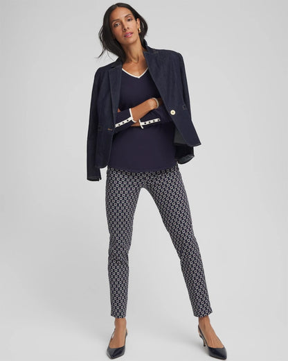 Chico's Ella Tipped V-Neck Pullover Sweater