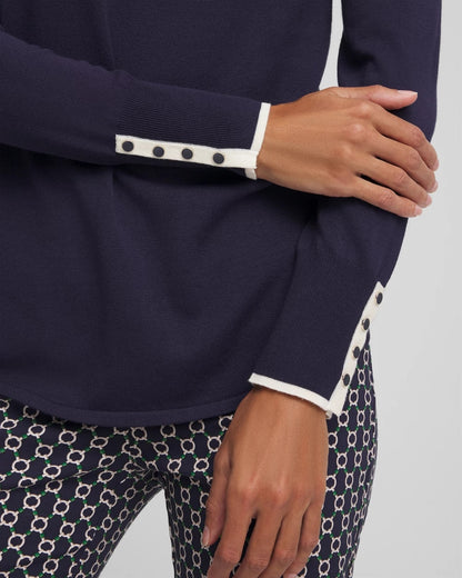 Chico's Ella Tipped V-Neck Pullover Sweater