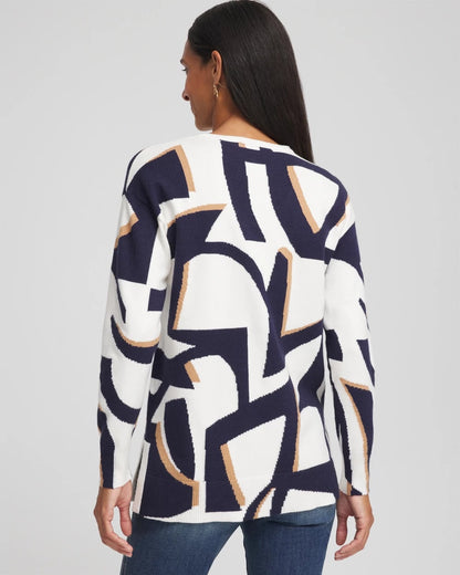 Chico's Geo Intarsia V-Neck Tunic