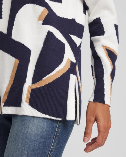 Chico's Geo Intarsia V-Neck Tunic
