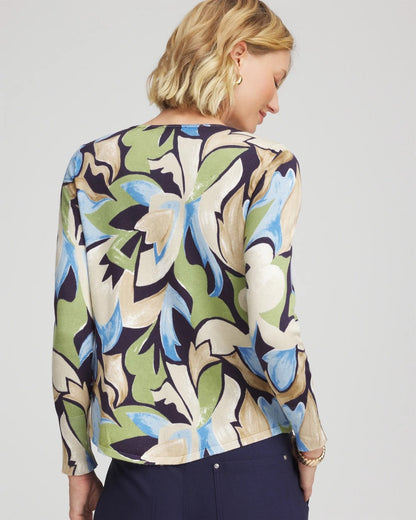 Chico's Ella Bloom V-Neck Pullover Sweater